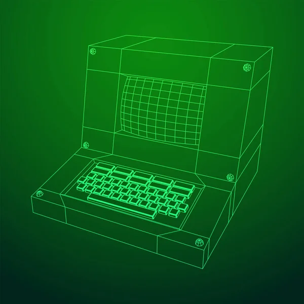 Klassieke retro perconale computer. Programmeercodeconcept — Stockvector