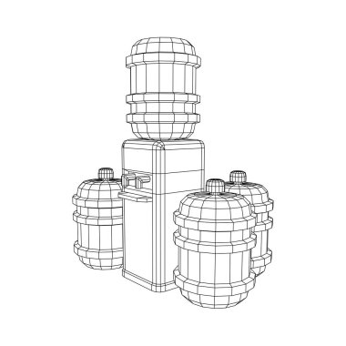 Dolu şişeli su soğutucusu. Dinlendirici ofis kavramı
