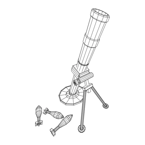 Vapenarmégranat och min. Wireframe låg poly — Stock vektor