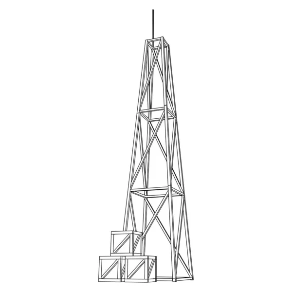 Antenne. Tour de radio émetteur de télécommunications. Concept de communication — Image vectorielle