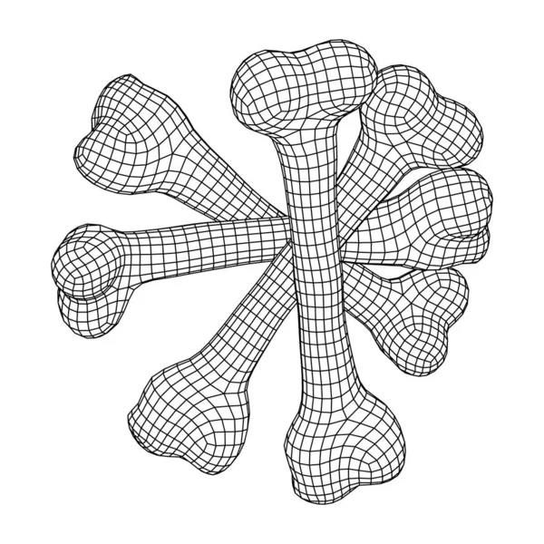 Anatomy Dog Bone objekt. Wireframe låg poly mesh — Stock vektor