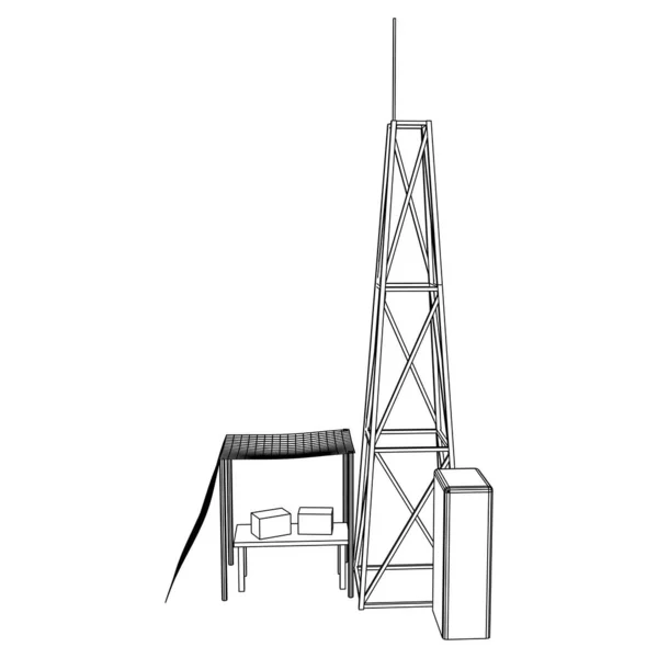 天线Antenna.电信发射机无线电塔。通信概念 — 图库矢量图片