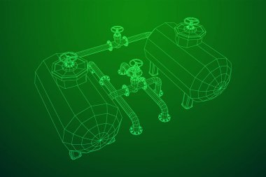 Yanıcı maddelerin depolanması için yakıt deposu ve vanalı boru hattı