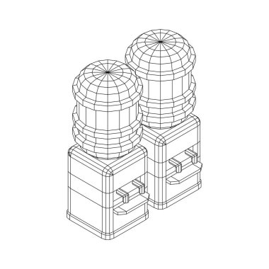 Dolu şişeli su soğutucusu. Dinlendirici ofis kavramı