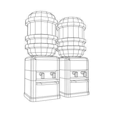 Dolu şişeli su soğutucusu. Dinlendirici ofis kavramı