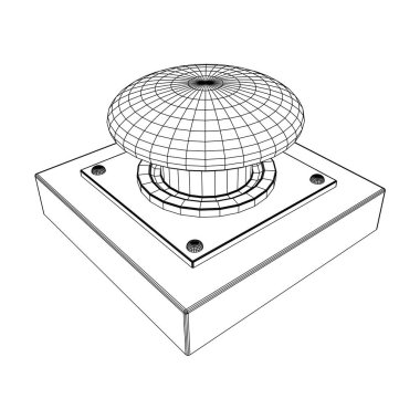Büyük panik başlatma düğmesi. Kablo çerçevesi düşük poli ağ