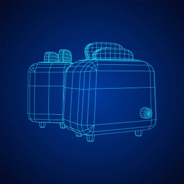 Kahvaltı için iki parça kızarmış somun ekmekli tost makinesi.