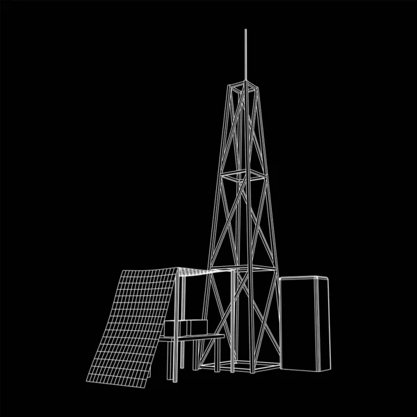 Antenna. Torre radio trasmettitore di telecomunicazioni. Concetto di comunicazione — Vettoriale Stock