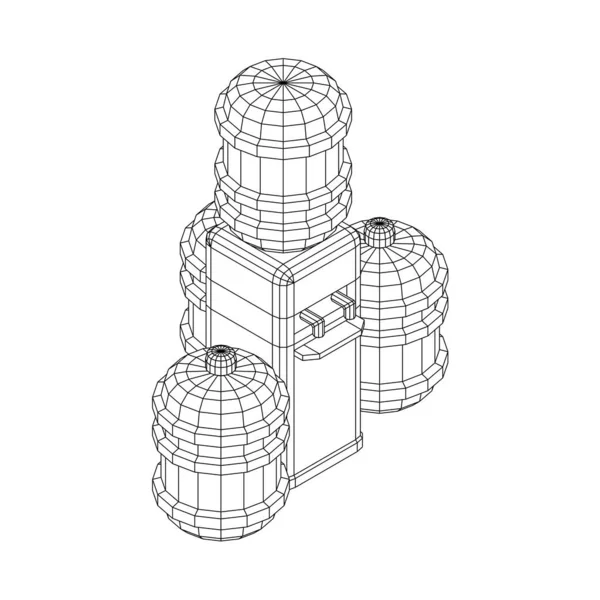 Enfriador de agua con botella completa. Concepto de oficina de refresco — Vector de stock