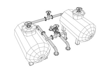Yanıcı maddelerin depolanması için yakıt deposu ve vanalı boru hattı
