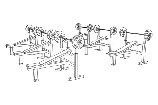 Barbell com pesos. Equipamento de ginástica. Musculação, powerlifting —  Vetores de Stock