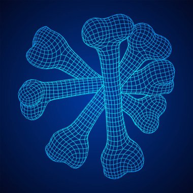 Anatomi Köpek Kemiği nesnesi. Kablo çerçevesi düşük poli ağ