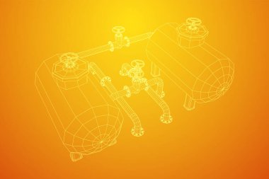 Yanıcı maddelerin depolanması için yakıt deposu ve vanalı boru hattı