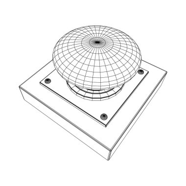 Büyük panik başlatma düğmesi. Kablo çerçevesi düşük poli ağ