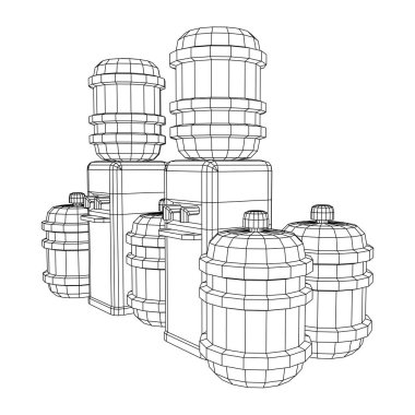 Dolu şişeli su soğutucusu. Dinlendirici ofis kavramı