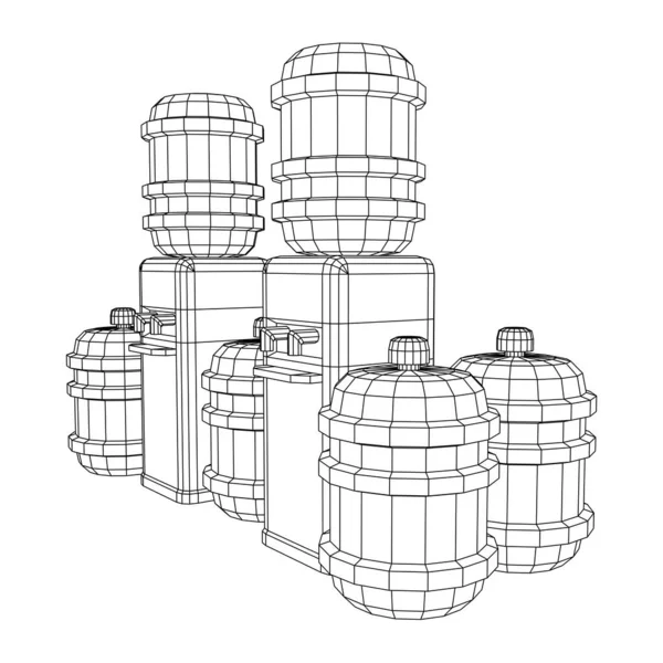 Enfriador de agua con botella completa. Concepto de oficina de refresco — Vector de stock