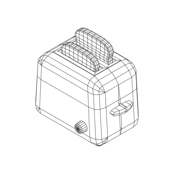 Toster z dwoma smażonymi kawałkami chleba przygotowanymi na śniadanie — Wektor stockowy