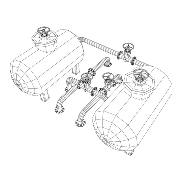 Масляний бак для зберігання легкозаймистих матеріалів і конвеєра з клапаном — стоковий вектор