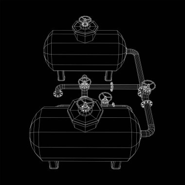 Yanıcı maddelerin depolanması için yakıt deposu ve vanalı boru hattı