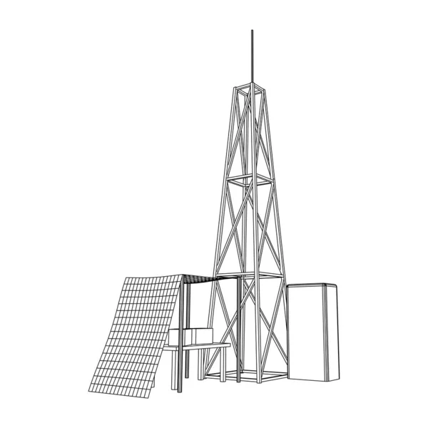 天线Antenna.电信发射机无线电塔。通信概念 — 图库矢量图片