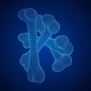 Anatomi Köpek Kemiği nesnesi. Kablo çerçevesi düşük poli ağ