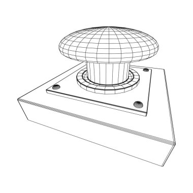 Büyük panik başlatma düğmesi. Kablo çerçevesi düşük poli ağ