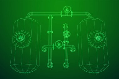 Yanıcı maddelerin depolanması için yakıt deposu ve vanalı boru hattı