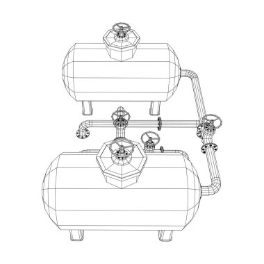 Yanıcı maddelerin depolanması için yakıt deposu ve vanalı boru hattı