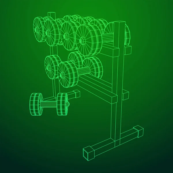 Dumbbells Equipo de gimnasio. Culturismo, levantamiento de pesas, concepto de fitness — Archivo Imágenes Vectoriales