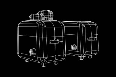 Kahvaltı için iki parça kızarmış somun ekmekli tost makinesi.