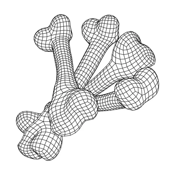 Anatomía Objeto Hueso de Perro. Malla de polietileno baja Wireframe — Archivo Imágenes Vectoriales