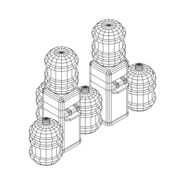 Refroidisseur d'eau avec bouteille pleine. Rafraîchissements concept de bureau — Image vectorielle