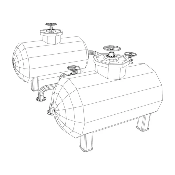 Réservoir d'huile pour le stockage de matériaux inflammables et pipeline avec soupape — Image vectorielle