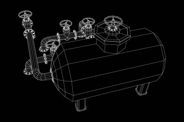 Yanıcı maddelerin depolanması için yakıt deposu ve vanalı boru hattı