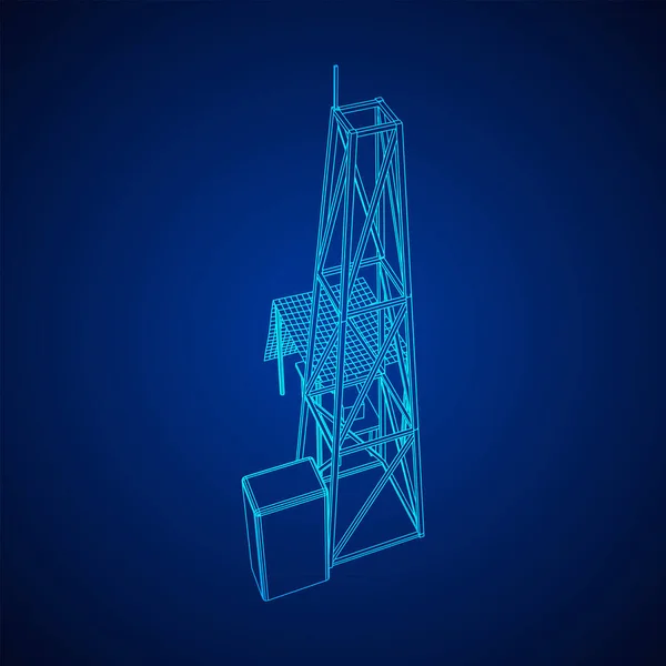 天线Antenna 电信信号发射塔 通信概念 线框低网目矢量图解 — 图库矢量图片