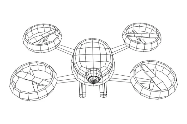 Drone volando con cámara de vídeo de acción entregar algo — Archivo Imágenes Vectoriales
