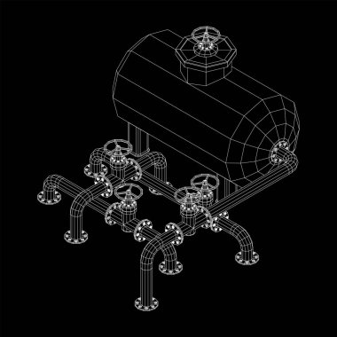 Yanıcı maddelerin depolanması için yakıt deposu ve vanalı boru hattı