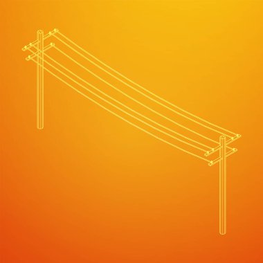 Güç iletimi yüksek voltaj pilonu. Kablo çerçevesi düşük poli ağ