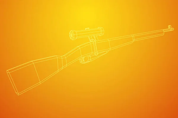 Sniper bolt-action rifle mosin nagant. Wireframe low poly mesh — Stock Vector