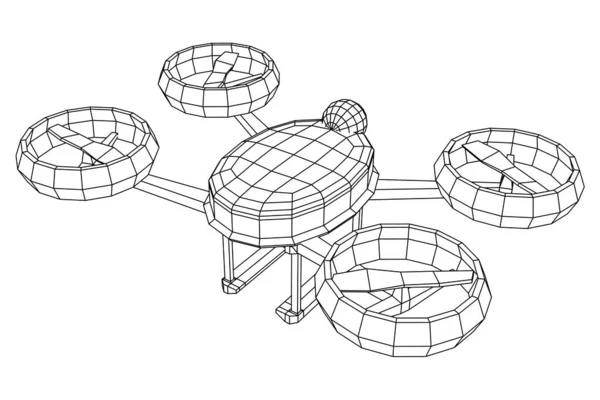 Drone repülő akció videokamera szállít valamit — Stock Vector