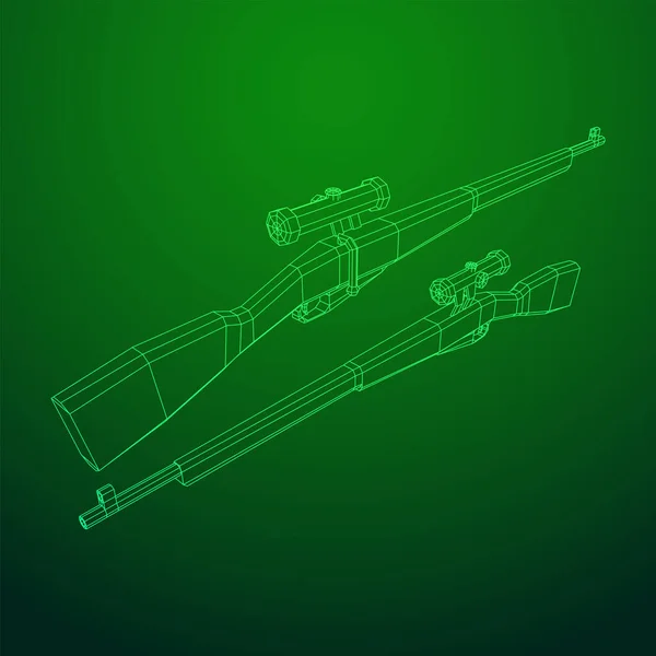 Scherpschutter bout-actie geweer mosin nagant. Wireframe met lage poly mesh — Stockvector