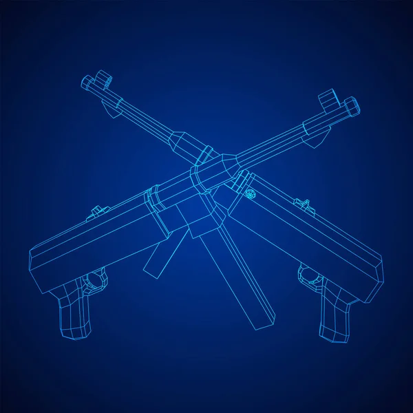 Subfusil alemán MP 40 pistola de armas de fuego de la Segunda Guerra Mundial — Vector de stock