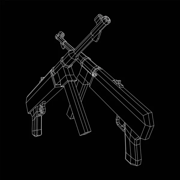 기관총 저격병 MP 40 세계 대전 2 화기 권총 — 스톡 벡터