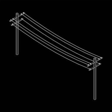 Güç iletimi yüksek voltaj pilonu. Kablo çerçevesi düşük poli ağ