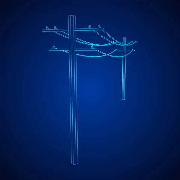 Vermogen transmissie hoogspanning pyloon. Wireframe met lage poly mesh — Stockvector