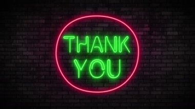 Brick Wall 'daki Neon Light' a teşekkürler. Gece kulübü yanıp sönen neon ışığı.
