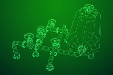 Yanıcı maddelerin depolanması için yakıt deposu ve vanalı boru hattı