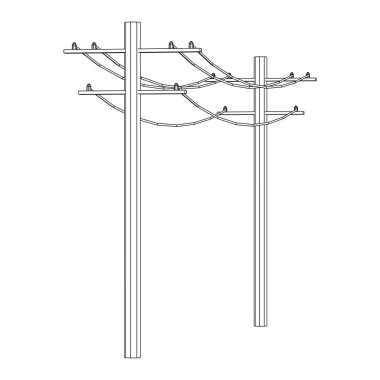 Güç iletimi yüksek voltaj pilonu. Kablo çerçevesi düşük poli ağ
