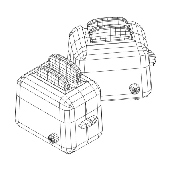 Tostadora con dos piezas fritas de pan preparadas para un desayuno — Vector de stock