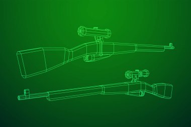 Keskin nişancı, civatalı tüfek, Mosin Nagant. Kablo çerçevesi düşük poli ağ